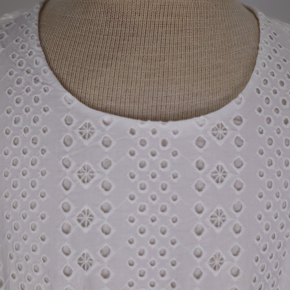 🌺 J. Crew NWT White Eyelet Ruffled Midi Cotton Sleeveless Tiered Summer Dress 0 - Picture 4 of 8